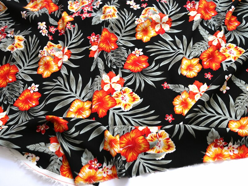 100Cm * 145Cm Planten Hawaii Stof Zacht Zomer Jurk Materiaal Viscose Poplin