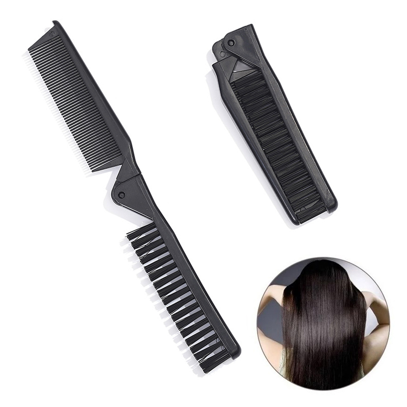 Soft Boar Bristle Hair Comb Portable Travel Beard Brush Foldable Massage Anti Static Hairdressing Styling Tool Women Men