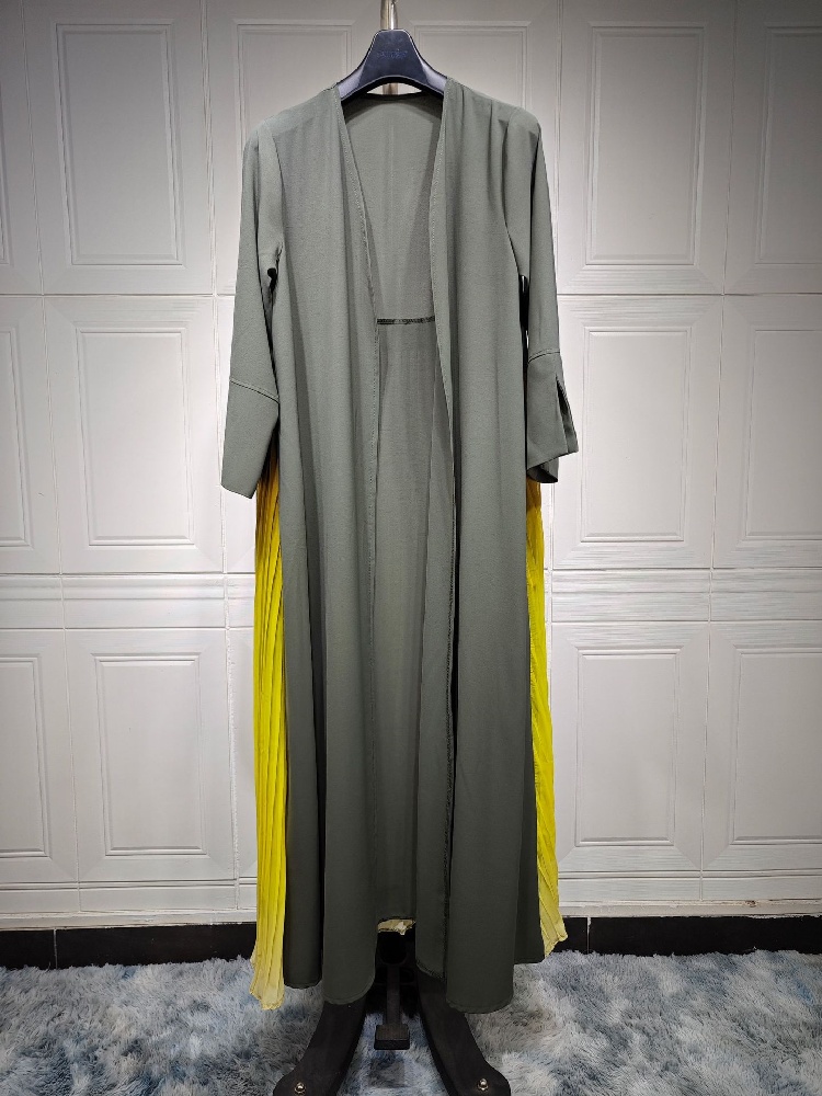 Ramadan Open Chiffon Kimono Abaya Damen Dubai Kaftan Moslim Jas Gebed Kleding Vrouwen Djellaba Kebaya Gewaad Femme Musulmane: XXL / green