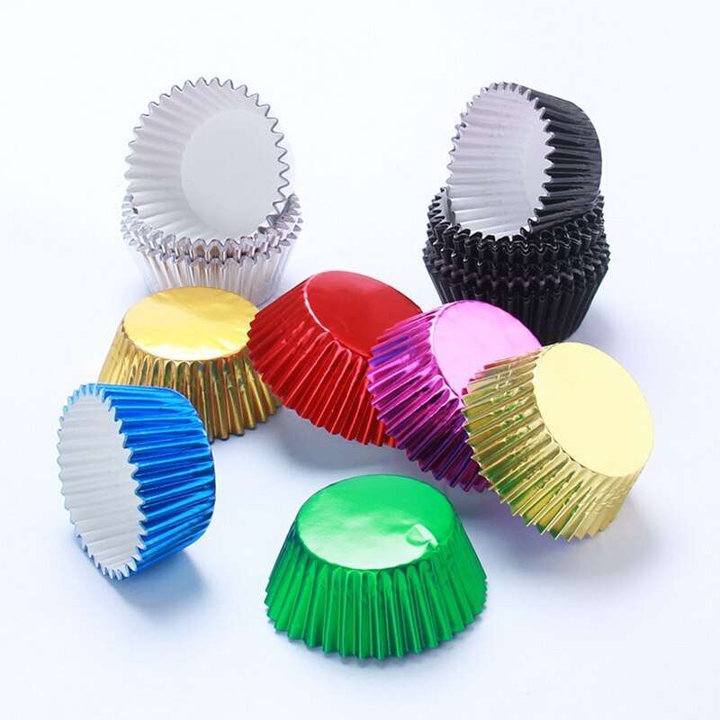 100 stuks 11cm ronde vormen folie metallic papier muffin cupcakevormpjes bakvorm bakvorm bakvorm bakvorm maker bakvormen bakplaat