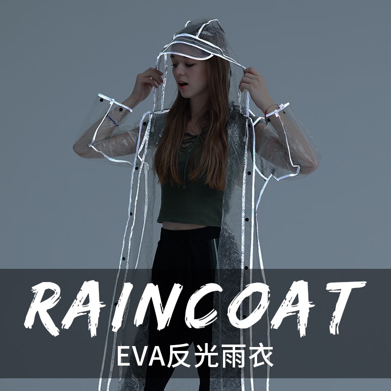 Imperméable Transparent réfléchissant imperméable femmes adulte veste longue coréenne randonnée en plein air imperméable équitation lumière vêtements de pluie
