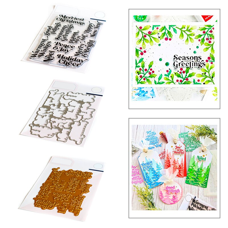 PERFECT SENTIMENTS: Clear Stamp Metal Cutting Dies Plastic and Foil Set For Crafts Making Card Scrapbooking