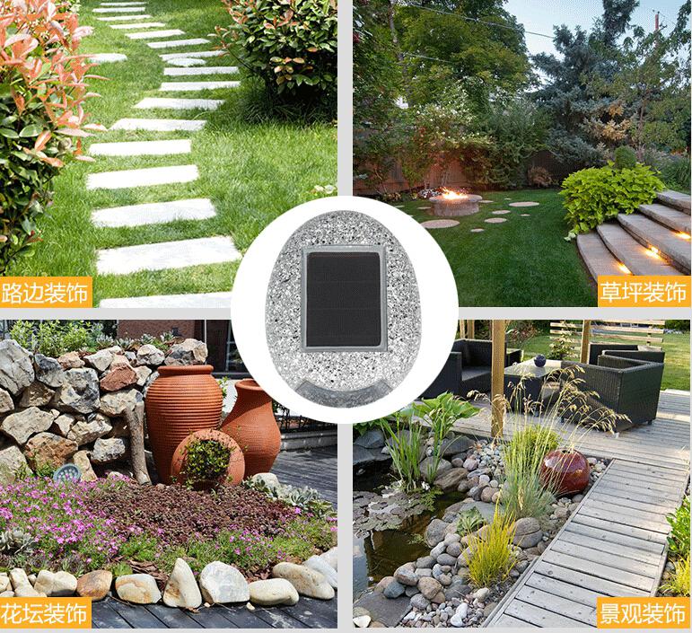 GloryStar Solar-Powered Resin Stone Shape Pin Lamp Outdoor Waterproof Yard Garden Light Decoration