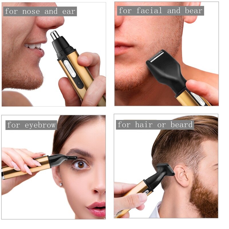 4in1 rechargeable nose trimmer beard trimer for men ear eyebrow nose hair trimmer for nose and ear