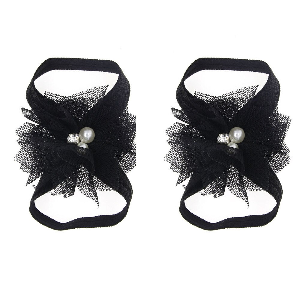 2PCS Baby foot Flower Headband Baby Girls Barefoot Sandals Hair Foot Accessories Elastic Foot Decoration Kids: 4