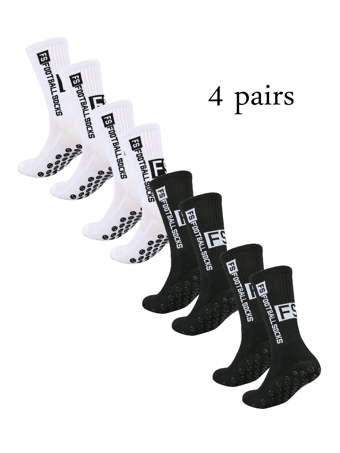 Grip Soccer Socks Anti Slip Non Slip Men's Athletic Socks for Football Basketball Sports, 4 Pair: MULTI
