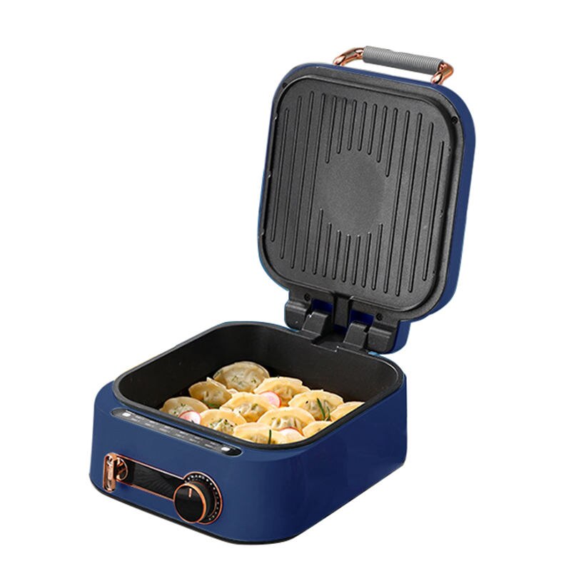 JIQI – poêle électrique à Double face, 220V, appareil de cuisson domestique, poêle chauffante, pour Pizza, tarte, crêpes, BBQ, plaque chauffante: Blue