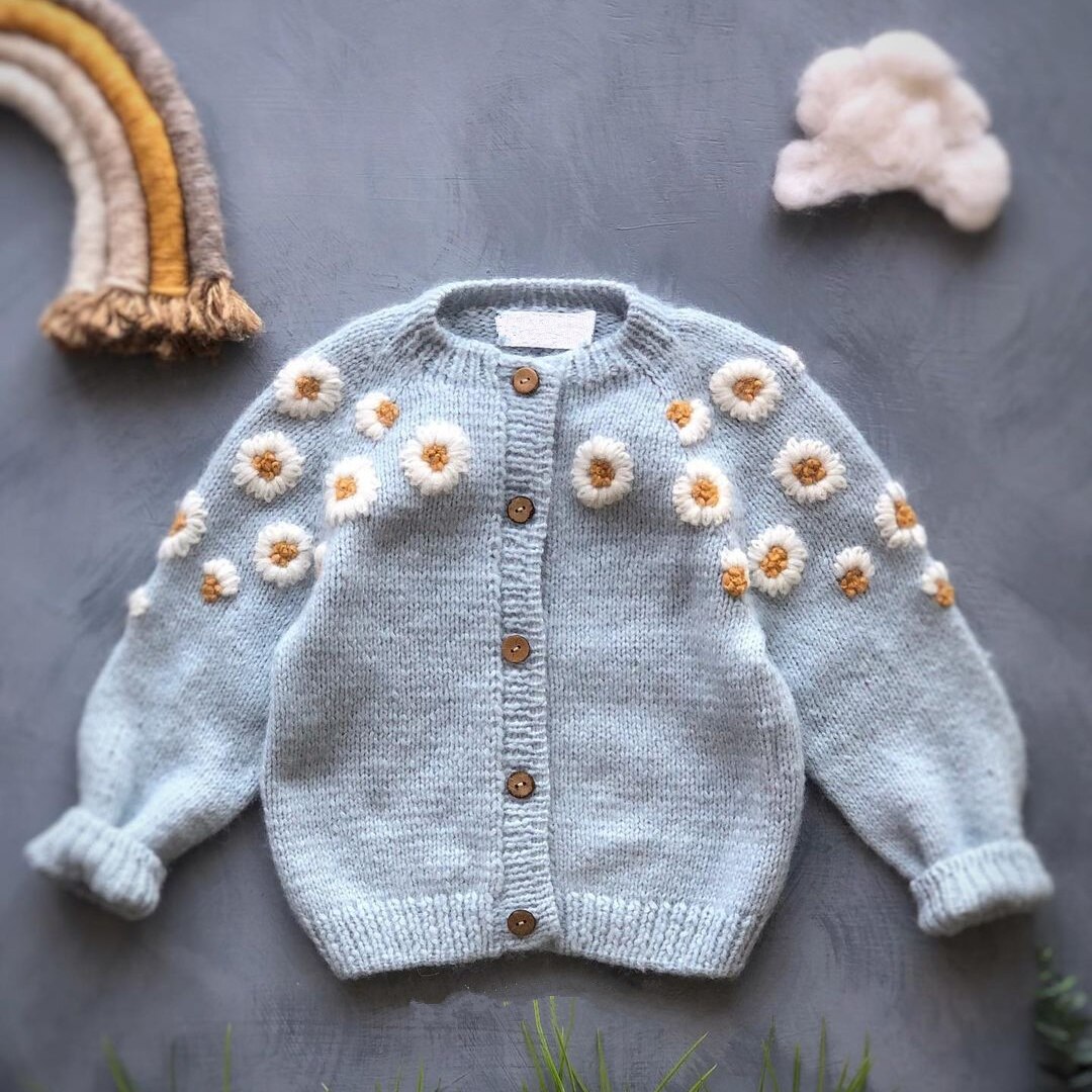 Autunno inverno neonate Cardigan lavorato a maglia maglioni neonati cappotto capretto fiore ricamato cappotto di lana abbigliamento per bambini top giacca
