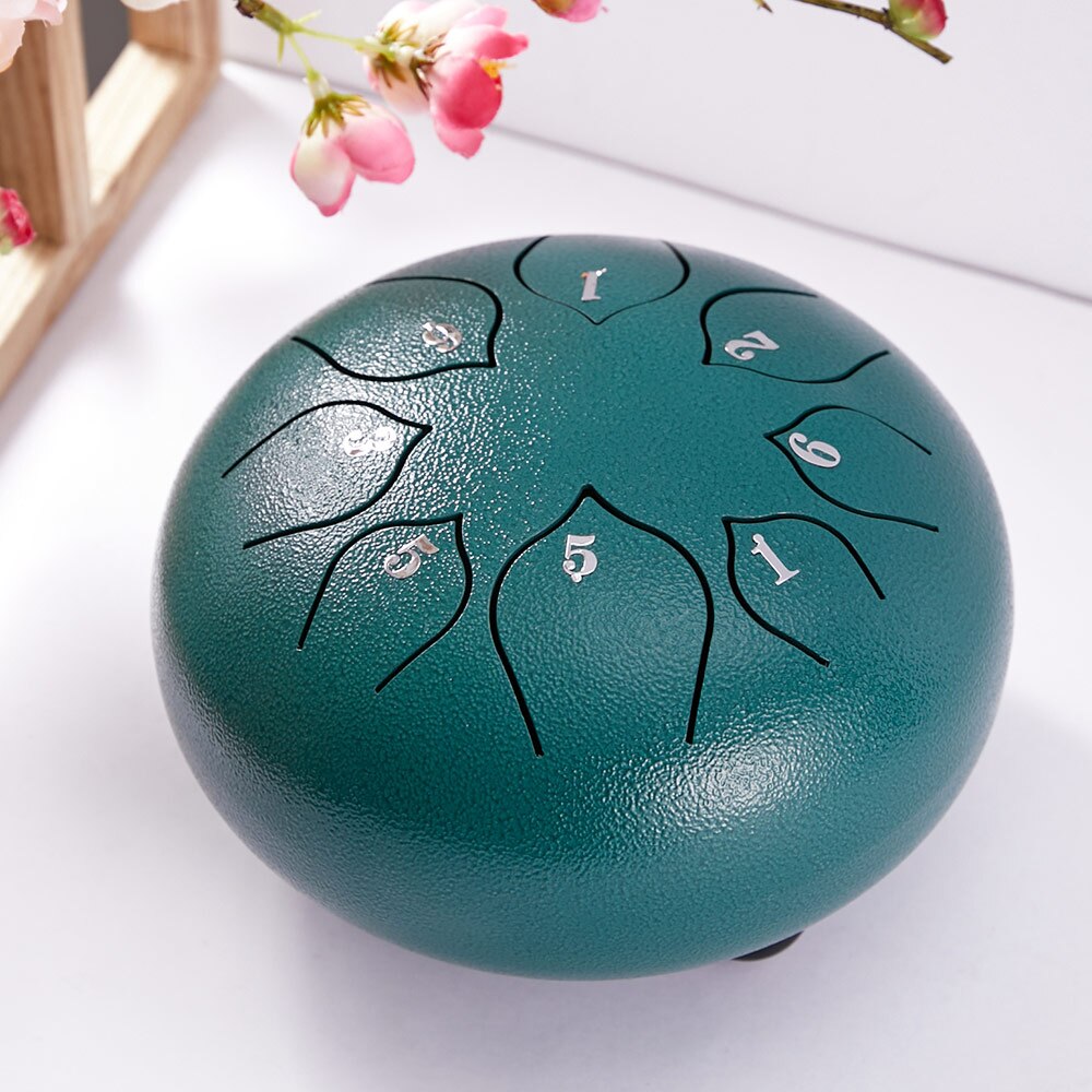 Steel Tongue drum 8 Notes 6 Inches Lotus Style Music Instrument Percussion Hand Pan Drum Tank Hang Drum: Green