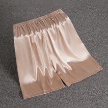 Mannen Elastische Taille Zijde Satijn Pyjama Shorts Nachtkleding Pocket Broek Bodems Mannen \ 'S Kunstmatige Zijden Pyjama Thuis Shorts: Champagne / L