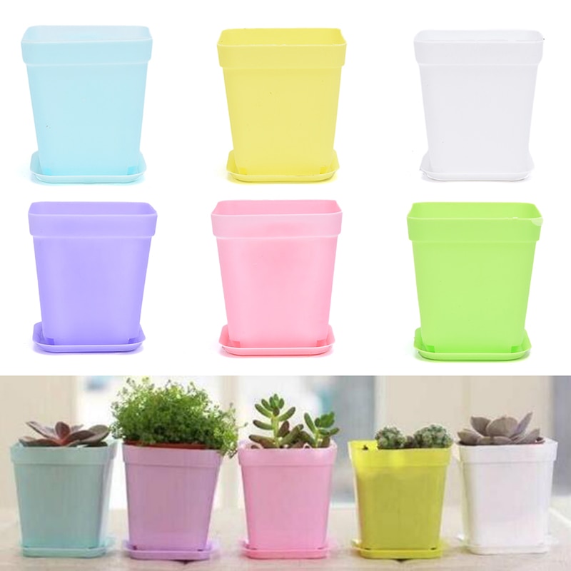 7 väriä saatavilla olevat sakeuttavat kukkaruukut istutusastiat muoviruukut pienet neliönmuotoiset ruukut meheville kasveille