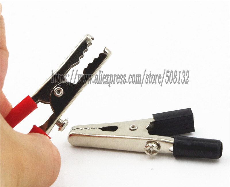 10 stuks testclips krokodil alligator abs opening 11.5mm staal 5 stuks rood en 5 stuks zwart