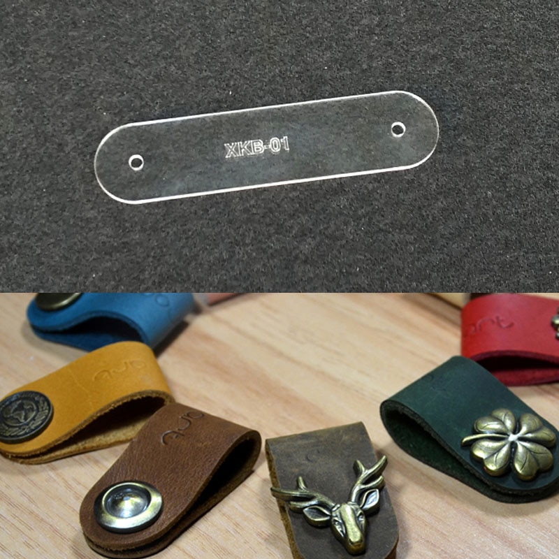 1pc DIY Leather Craft Data Headset Cable Storage Sewing Pattern Acrylic Stencil Template 10.5x2.5cm
