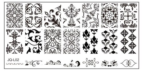 1 pièce de modèle de timbre d'art d'ongle de 6*12cm Dessert noir fleur de dentelle Image mignonne plaque d'estampillage d'ongle: L02