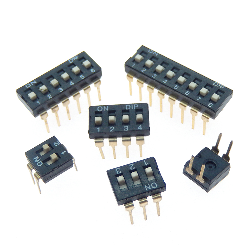 10pcs/lot Slide Type SMT SMD Dip Switch, 2.54mm Pitch 2 Row 4 Pin 2 Position / 8 pin 4 Position / 16 pin 8 Position