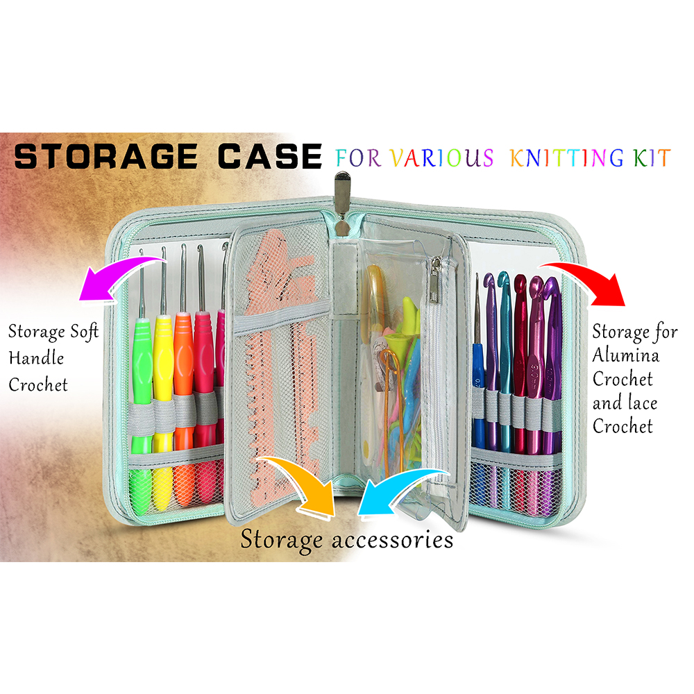 Crochet Hooks Set with Case Sewing Knitting Needles Weave Yarn Kits DIY Hand Knitting Art Tools for Crochet Lovers Beginners