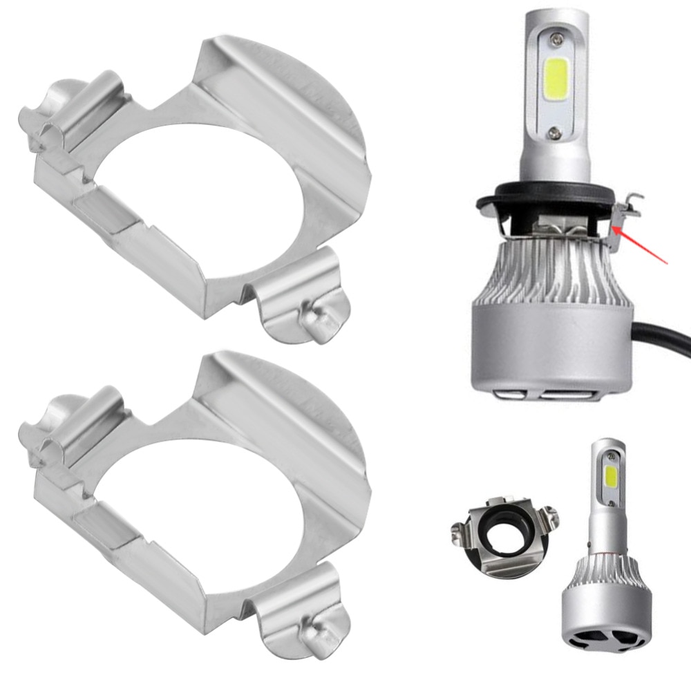 1 par H7 Titulares Adaptadores Lâmpadas LED Base Retentor Clips Kit para Mercedes-Benz-Classe B/C -classe/Classe ML/Ford Prata