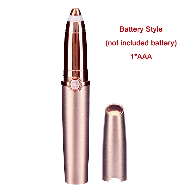 Electric Eyebrow Trimmer Epilator Makeup Painless Eye Brow Shaver Razors Portable Facial Hair Remover Women depilator battery: RoseGold-battery