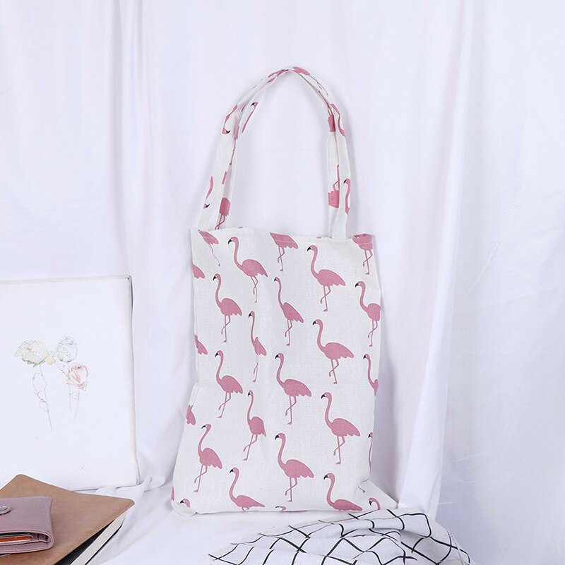 1PCS Eco High Capacity Grocery Bags Animal Print Shopping Tote Beach Handbag Cotton Linen Women Casual Reusable Shopping Bag: A4