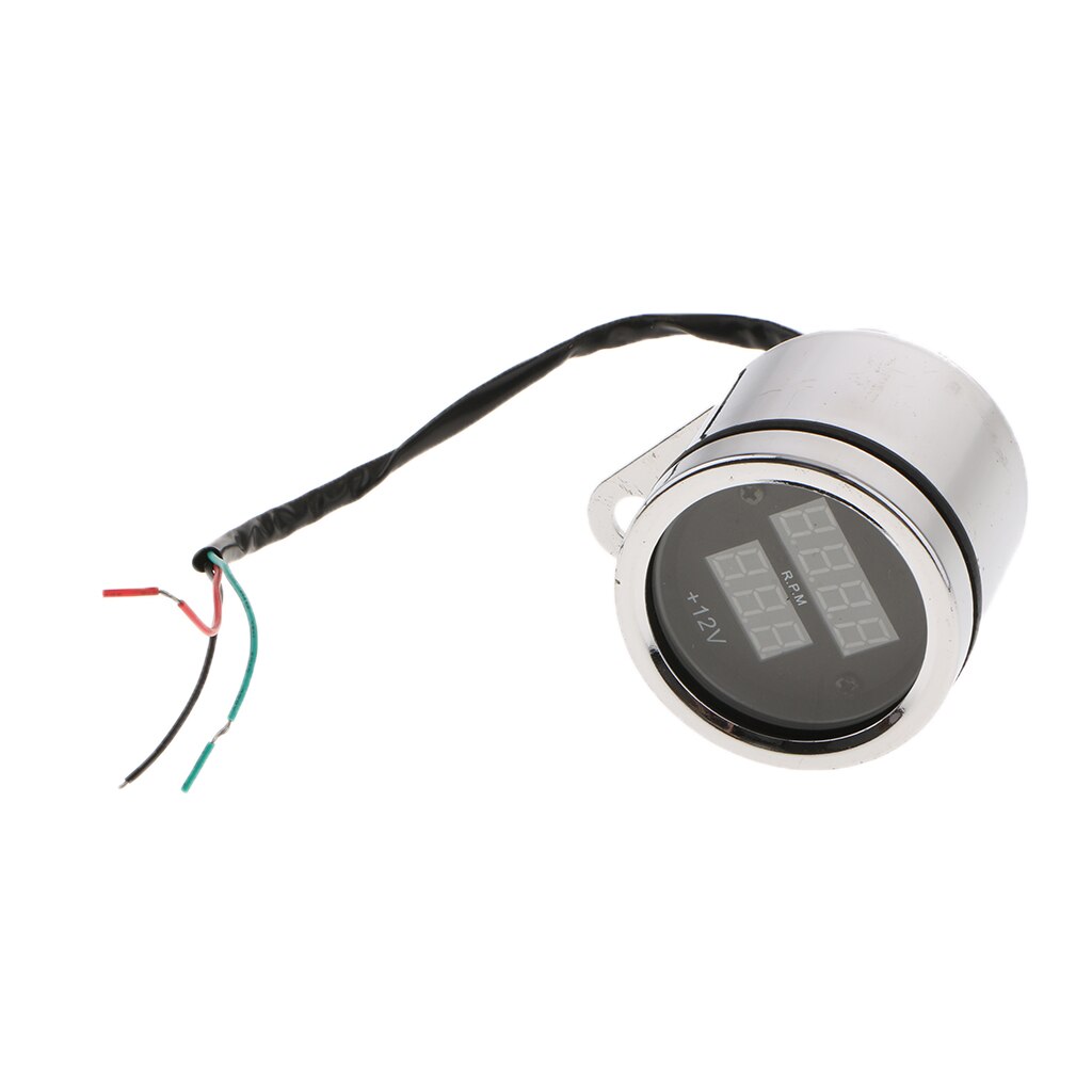 Red &amp; Blue LED Display Motorcycle Tachometer Voltmeter Gauge Waterproof