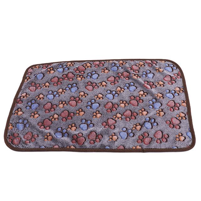 Pet Soft Warm Blanket Winter Coral Plush Paw Print Blanket Cat And Dog Mattress Medium Small Dogs Cats Coral Fleece Pet Supplies: Gray / 20x20