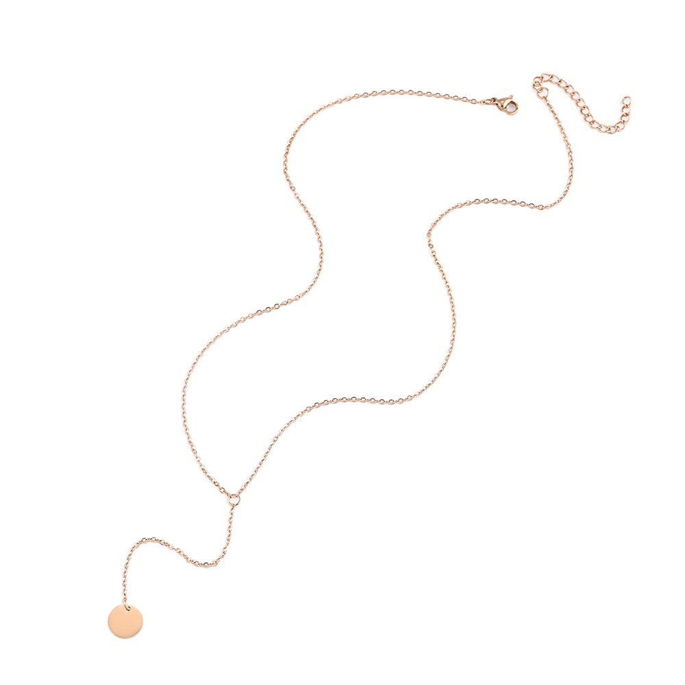 Schlichte edelstahlkette mit 1cm kreisförmigen anhängern, zarte y-halskette als #39