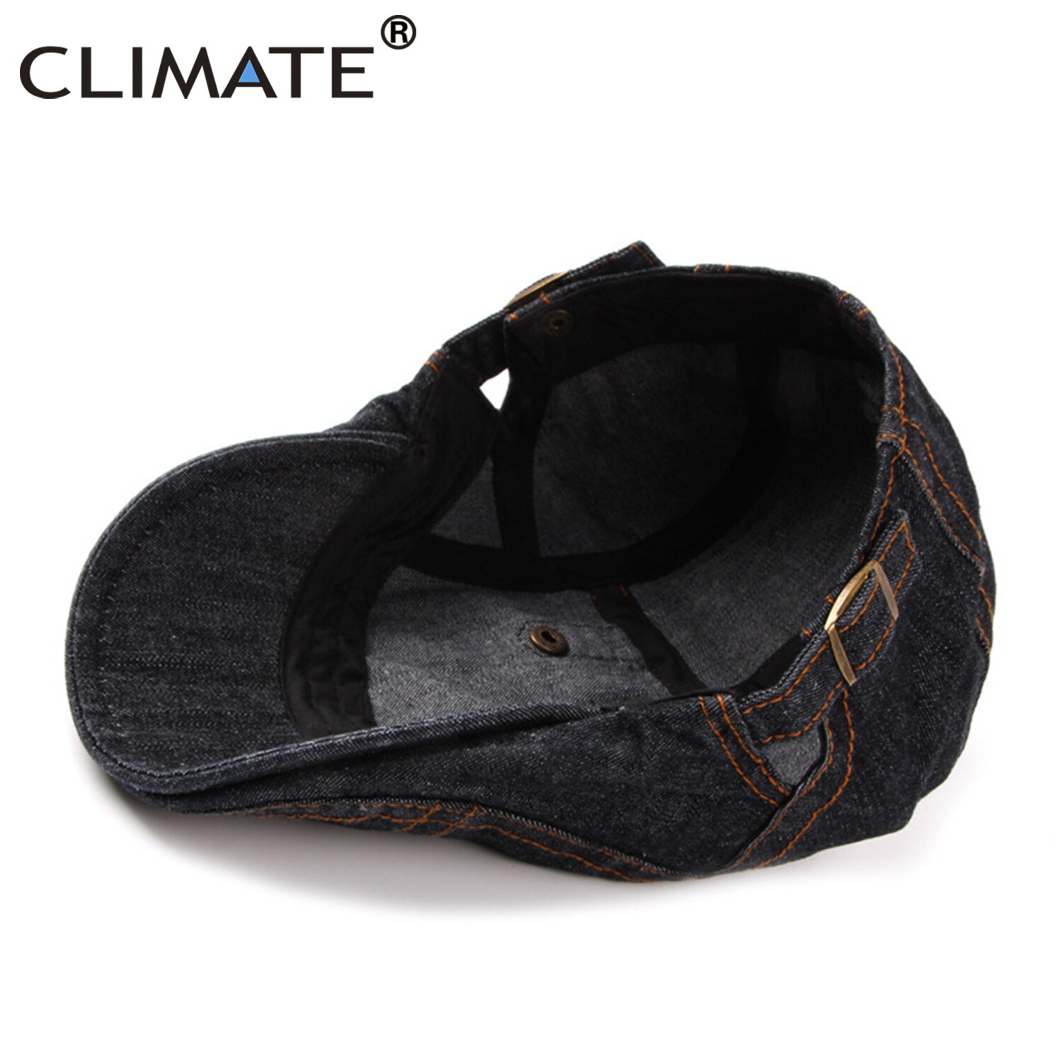 Klimat män denim basker platt keps pappa hatt män hatt keps cowboy tyg jean vuxen jeans hatt justerbar marinblå jeans platt kepsar