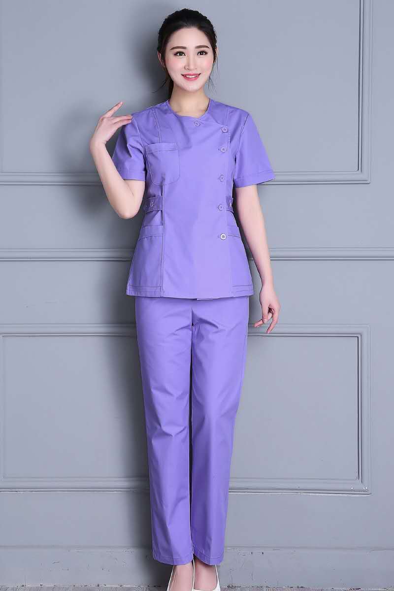 Length short-sleeved hospital operating room dental aesthetic uniform: Black / XL