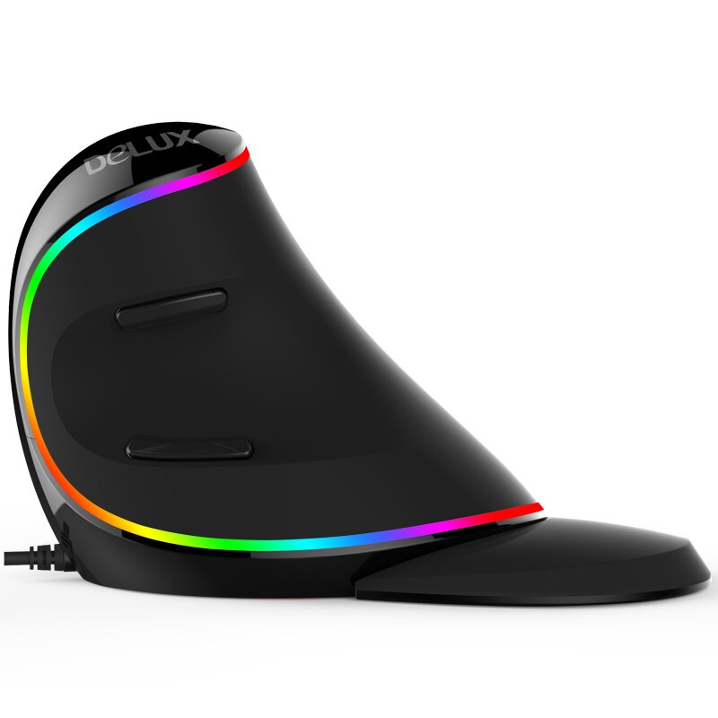 Delux – souris verticale ergonomique M618 Plus, 4000 DPI, filaire, LED, avec tapis de souris, pour ordinateur portable et de bureau