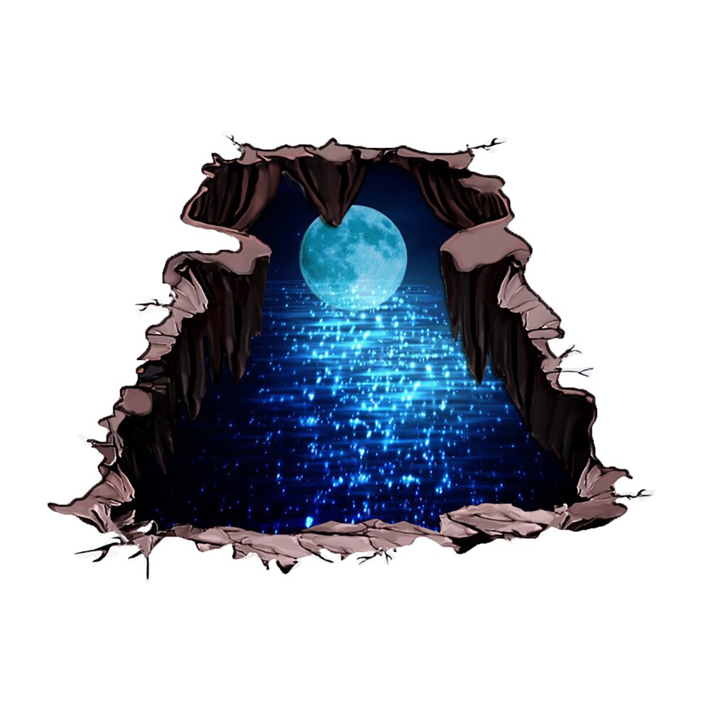 3D Planet Moon Star Sky zelfklevende Doorbreken Muursticker Slaapkamer Decor woondecoratie decoracion hogar