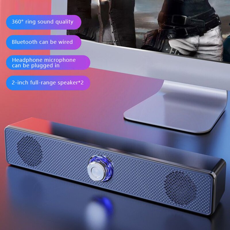 Wired Bluetooth 5.0 Speaker Hd Surround Soundbar Computer Speakers Stereo Subwoofer Sound Bar Voor Laptop Pc Theater Tv Aux 3.5mm