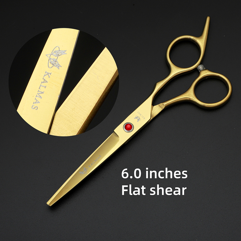 Kalmas kappersschaar set 6.0, kappersschaar set voor het knippen en uitdunnen van haar, salongereedschap: Roze