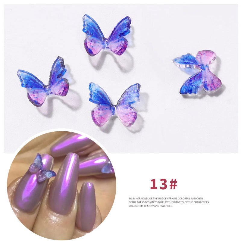 2 pcs/set 15Styles 3D Resin Butterfly Nail Art Decorations Manual Stereo Mini Manicure Butterfly DIY Rhinestones Manicure: 13