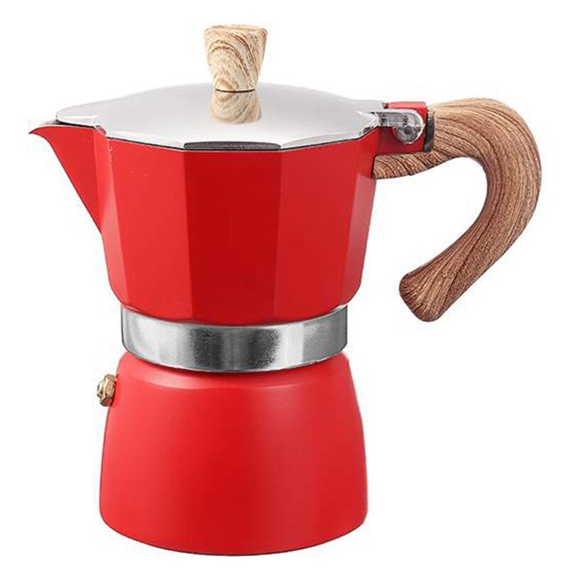 Aluminum Italian Moka Espresso Coffee Machine Filter Stove Pot 3 Cups(Red): Default Title