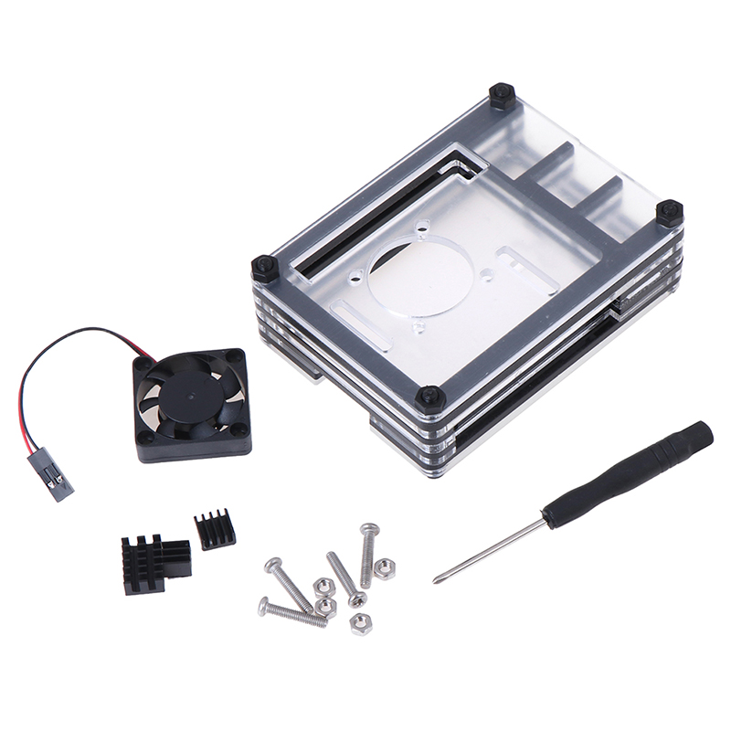 Acrylic Case with Cooling Fan Heatsinks for Raspberry Pi 4B