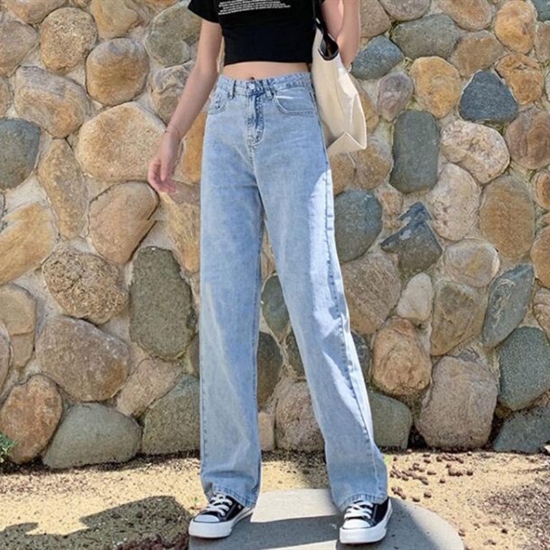 Kvinde jeans høj talje tøj brede ben denim tøj streetwear vintage sommer harajuku løse bukser