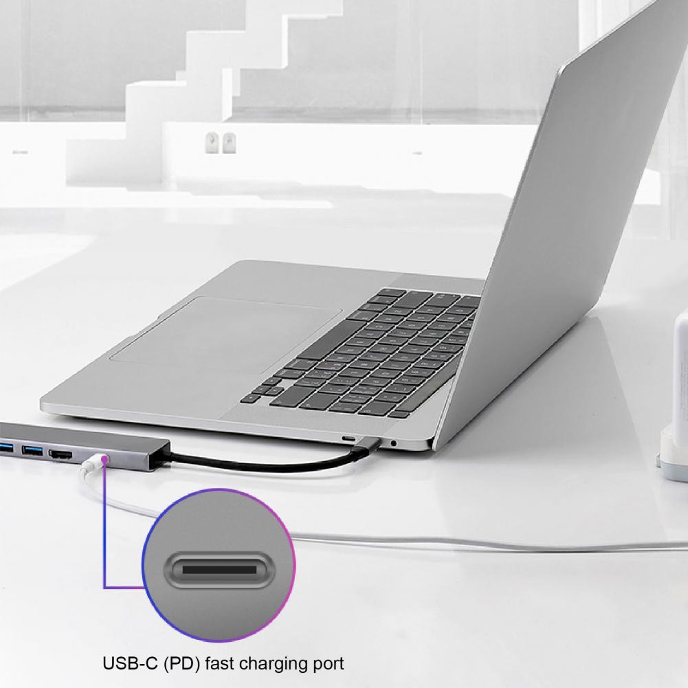 Puerto de carga USBC a RJ45 HDMI USB 3,0 tipo C, Hub Gigabit Ethernet Lan 4K para MacbookPro Air Thunderbolt 3, cargador de USB-C