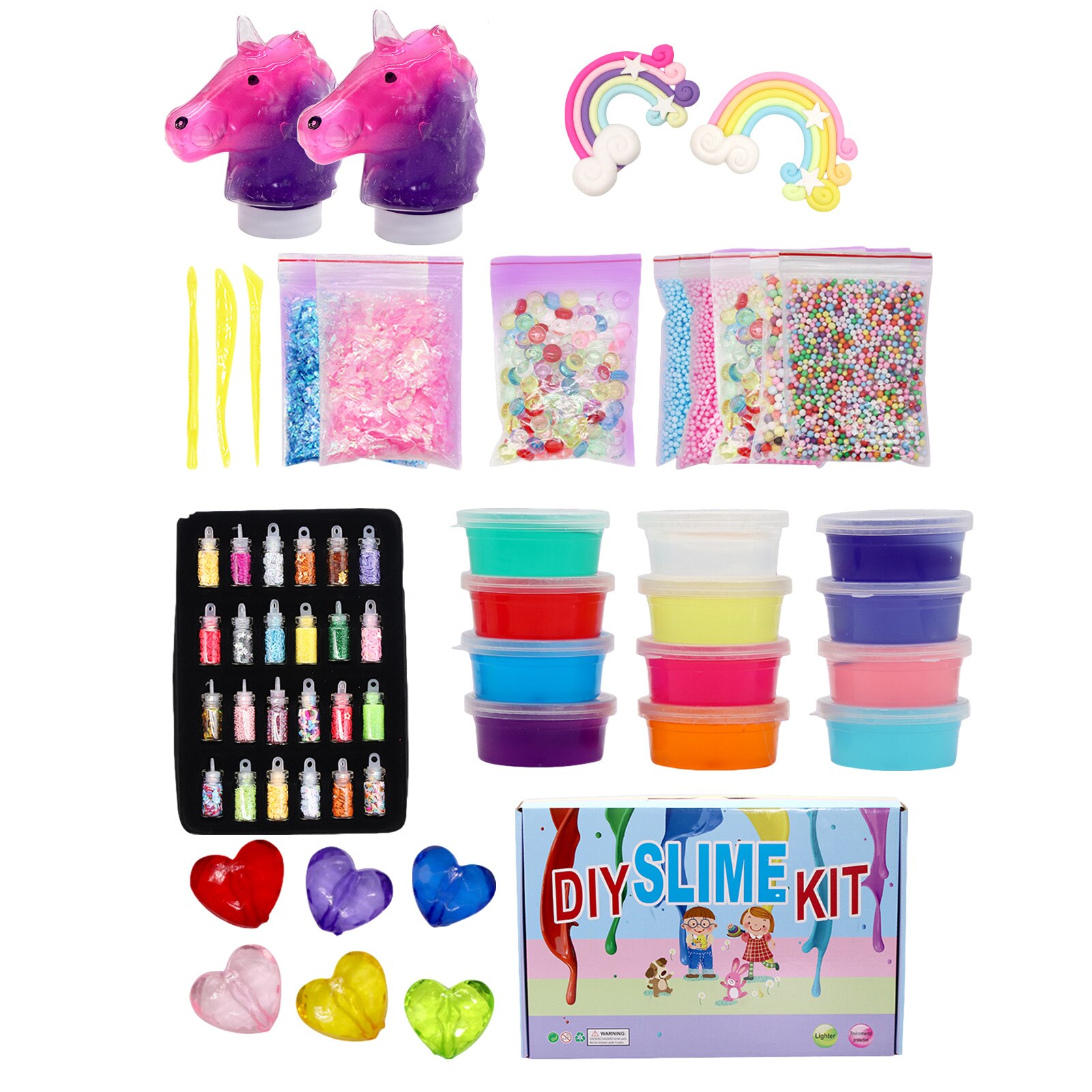 24colors Kids DIY Slime Kit Slime Charms Glitter Jars Slime Supplies Kit For Children