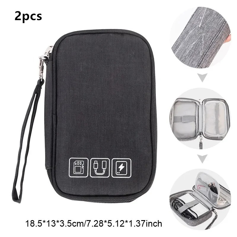 kabelopbergtas Elektronische organizer Digitale oplader Draden USB Power Pouch Draagbare reisaccessoires Benodigdheden: Paars