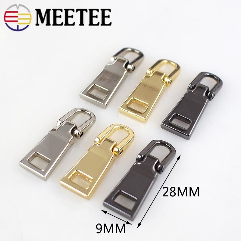 Meetee 10Pcs 9X28Mm 3 # Metalen Rits Trekkers Ritsen Pull Tab Zip Reparatie Kits Diy Kleermaker gereedschap Naaien Hardware Accessoires