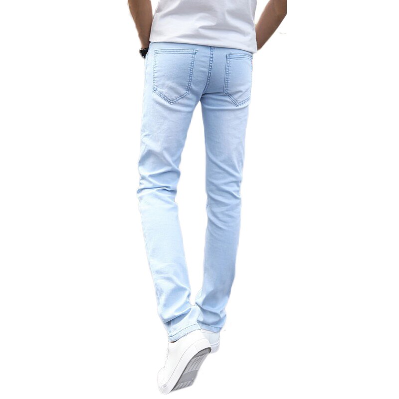 Sunlight mænds casual stretch skinny jeans bukser stramme bukser solide farver