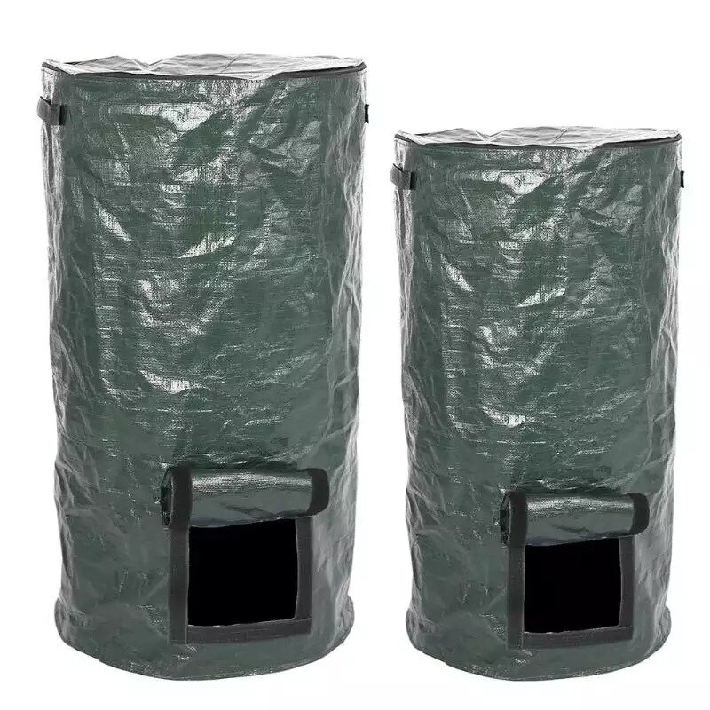PE Collapsible Garden Yard Compost Bag with Lid Organic Ferment Waste Composter Garden Trash Can