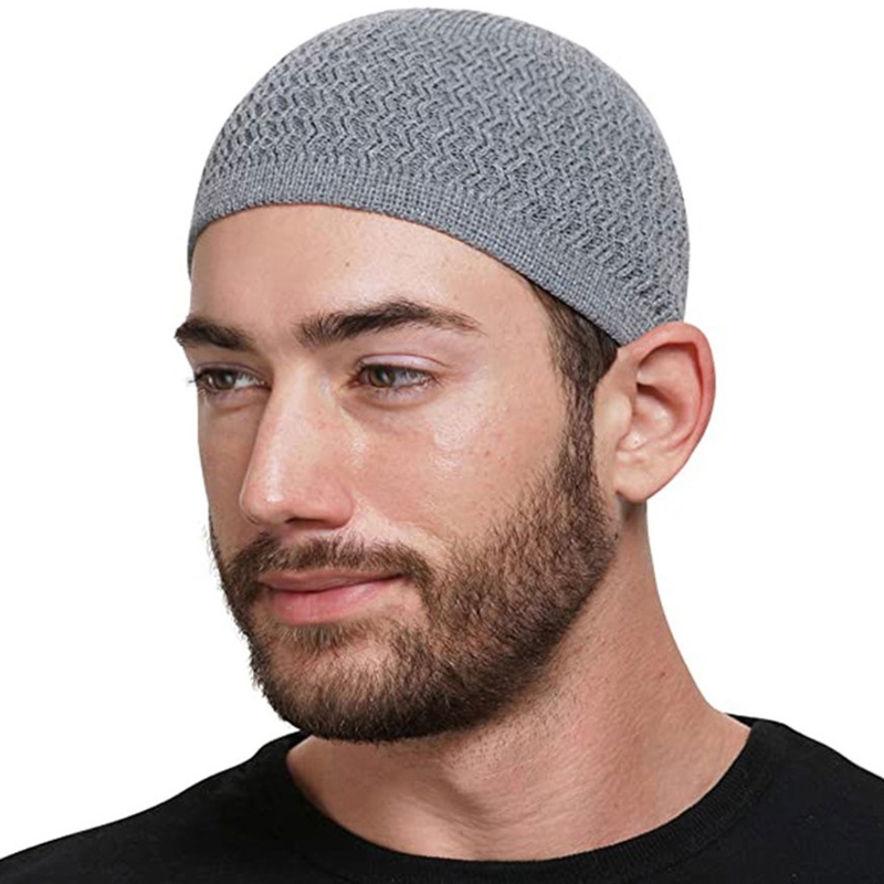 Bonnet de prière pour hommes musulmans, en Crochet de crâne islamique, en paquet, chapeaux turcs de couleurs unies