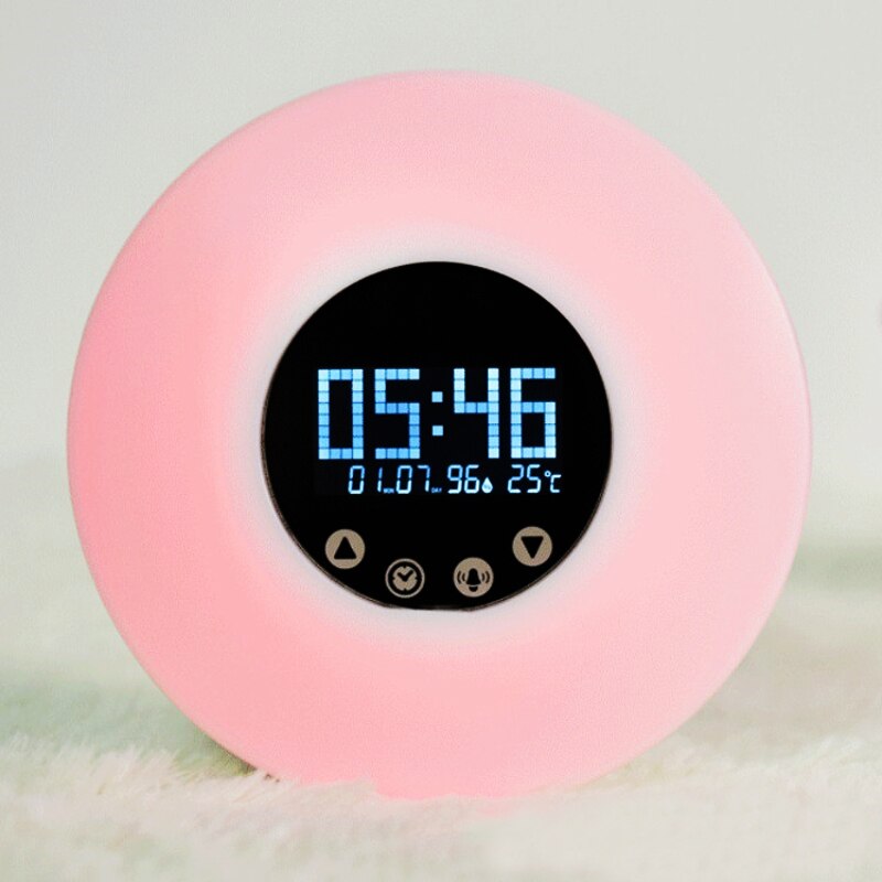 Zonsopgang Wakker Wekker LED Light Glimlach FM Radio Digitale Wekker Touch Sensor Ochtend Wakker Klok USB AAA Aangedreven
