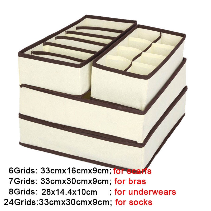 4pcs/Set Underwear Bra Organizer Storage Box 2 Colors Drawer Closet Organizers Boxes For Underwear Scarfs Socks Bra Multi Size
