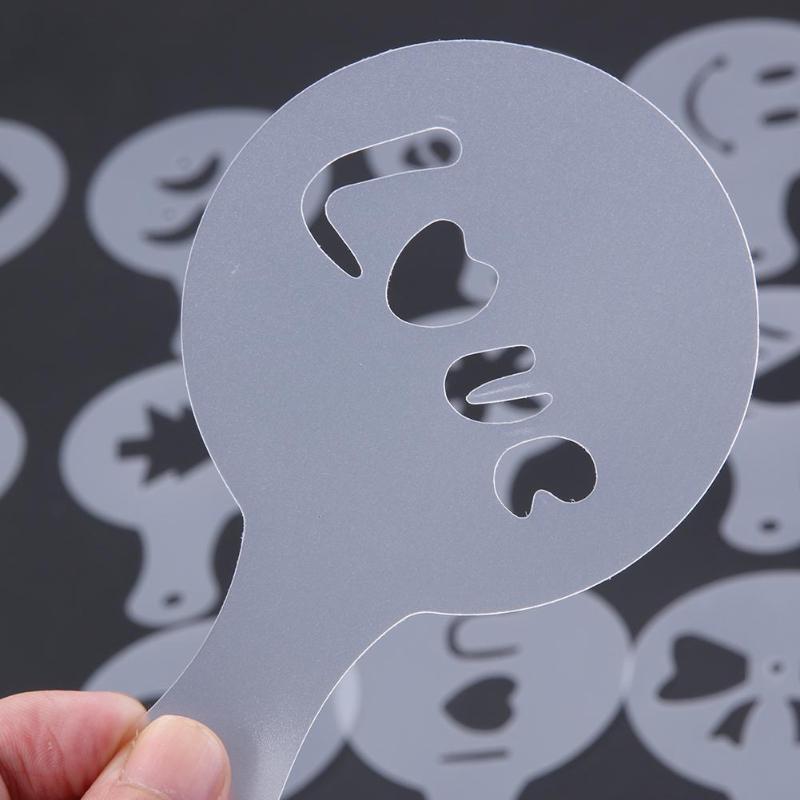 16 Pcs Cappuccino Mold Fancy Koffie Afdrukken Model Schuim Spuiten Taart Stencils Poedersuiker Chocolade Cacao Koffie Afdrukken