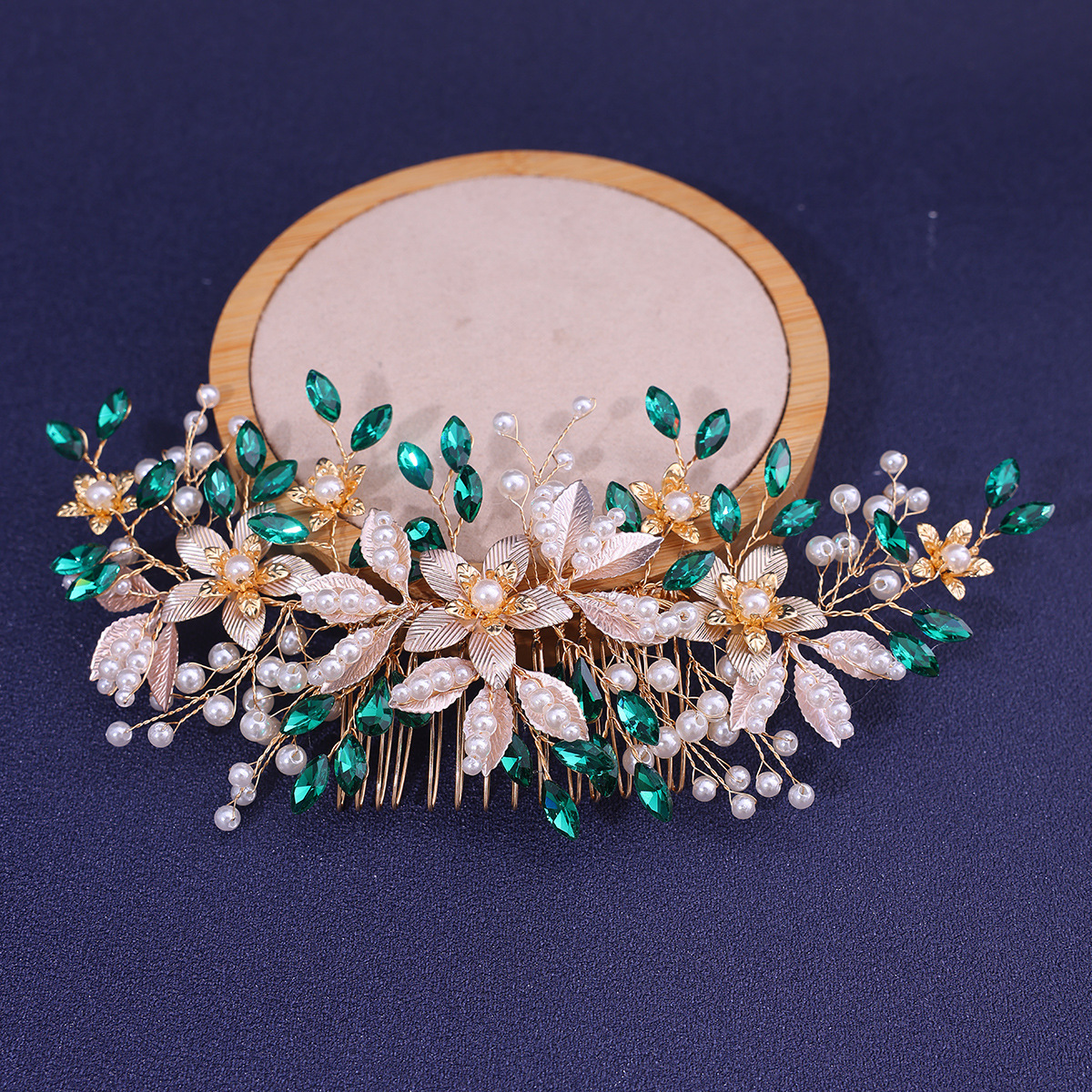 Peineta para el cabello hecha a mano con diamantes de imitación azules, diadema para mujer, Tiara, accesorios para el cabello, peines para el cabello de boda, adornos para la cabeza de boda: Bañado en rodio de imitación