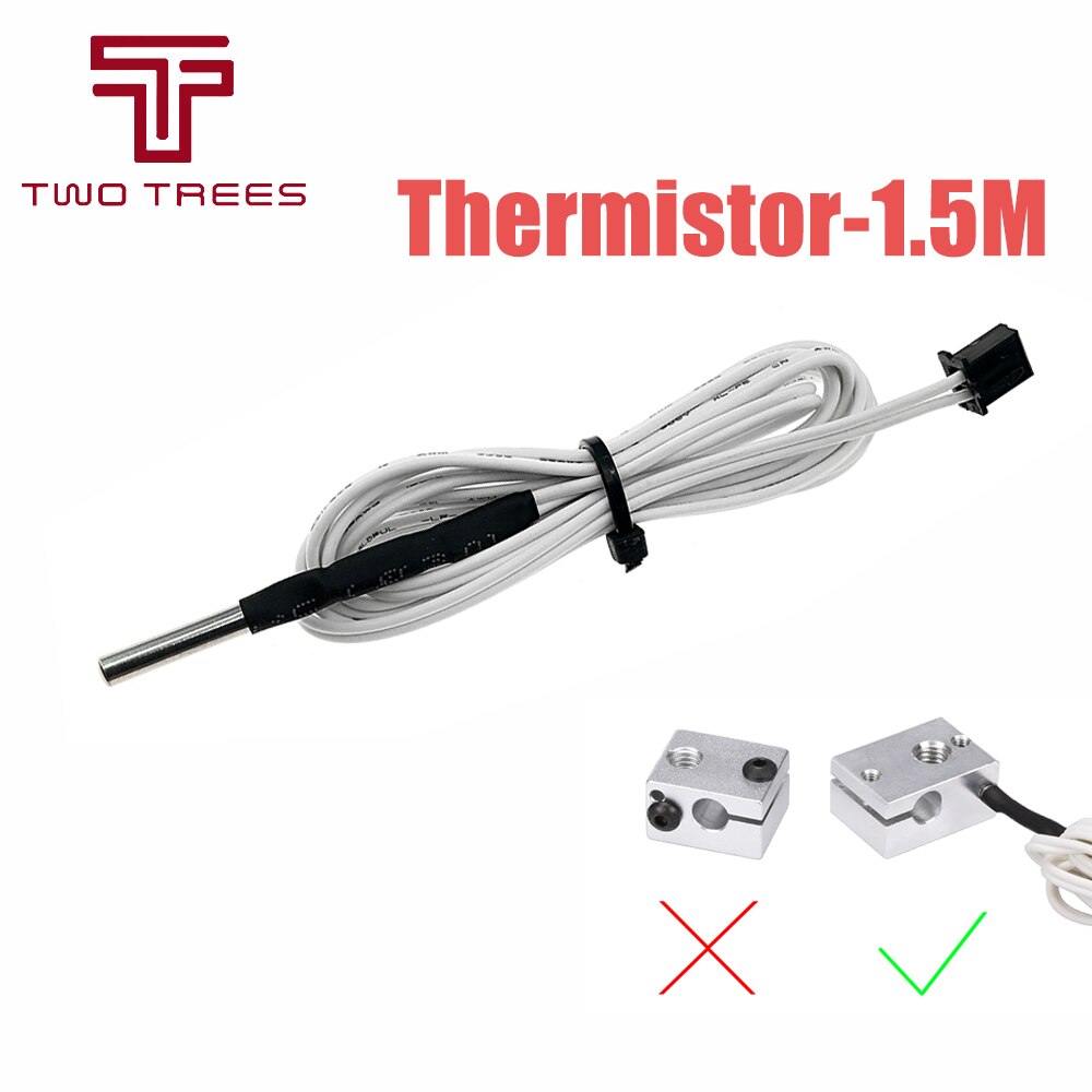 Twotrees HT-NTC100K Thermistor Temperatuursensor Aluminium Blok Voor Hoge Temperatuur Verwarming Buis Voor Blauwer SP-5 3D Printer