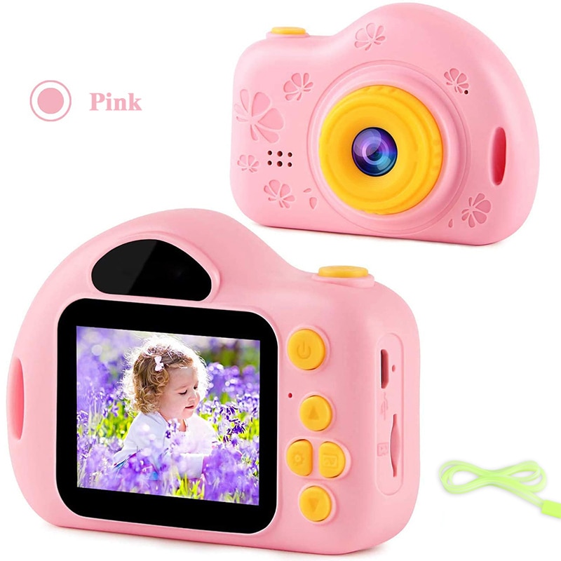 bambini telecamera 1080P foto video giocattoli 2.0 pollice schermo Multi-funzione cartone animato carino bambini's telecamera per i regali compleanno non definito: rosa