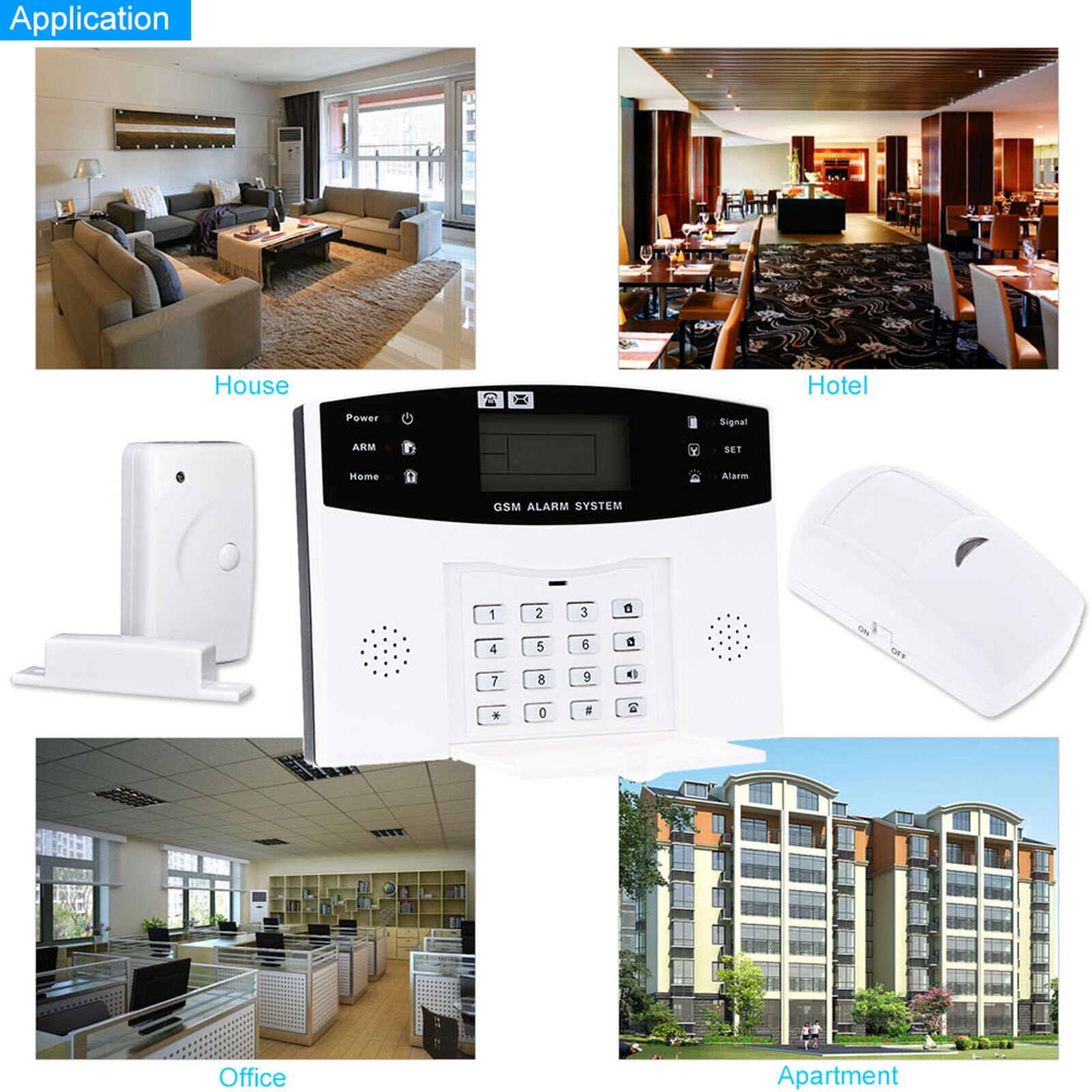 Wireless GSM SMS Home Burglar Security Alarm System Detector Sensor Kit Phone App Remote Control 433MHz